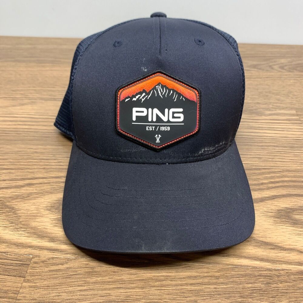 Ping Four Peaks Summit Navy Blue Adjustable Snapback Hat Cap 110 Flexfit